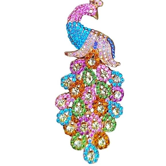 NEW Multicolor Peacock Bag Charm Keychain